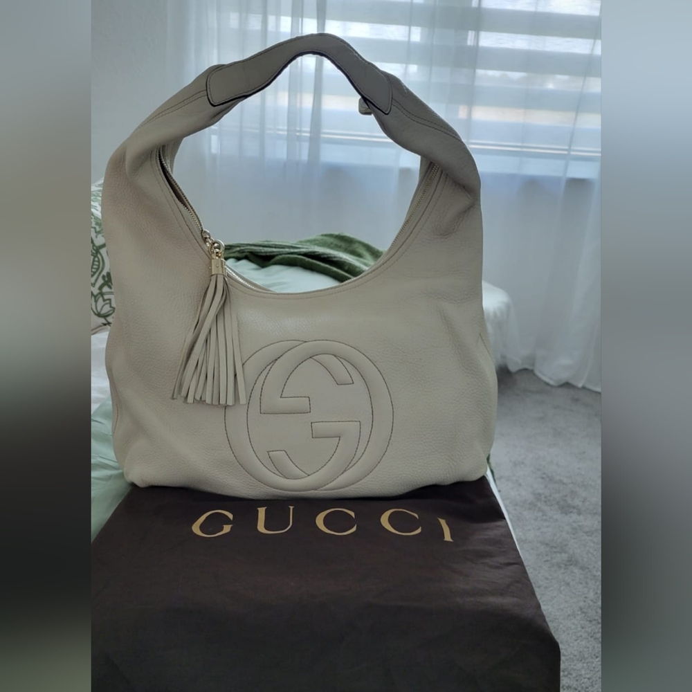 Gucci Cream Leather Hobo Bag